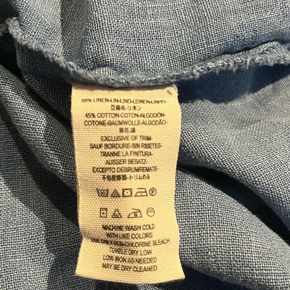 Free People Chambray Button Down Sleeveless Linen Blend Top Size Large - Picture 7 of 8